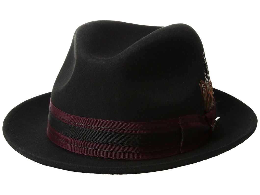 Short Brim Fedora Hat Wool with Pinched Center Dent Crown
