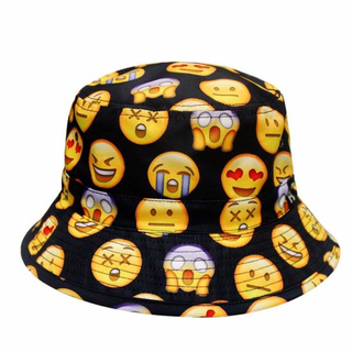 Wholesale Emoji Printed Bucket Hat with Sweatband Eyelets Custom