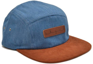 BSCI Audit 5 Panel Baseball Cap with Genuine Leather Strap Patch Logo