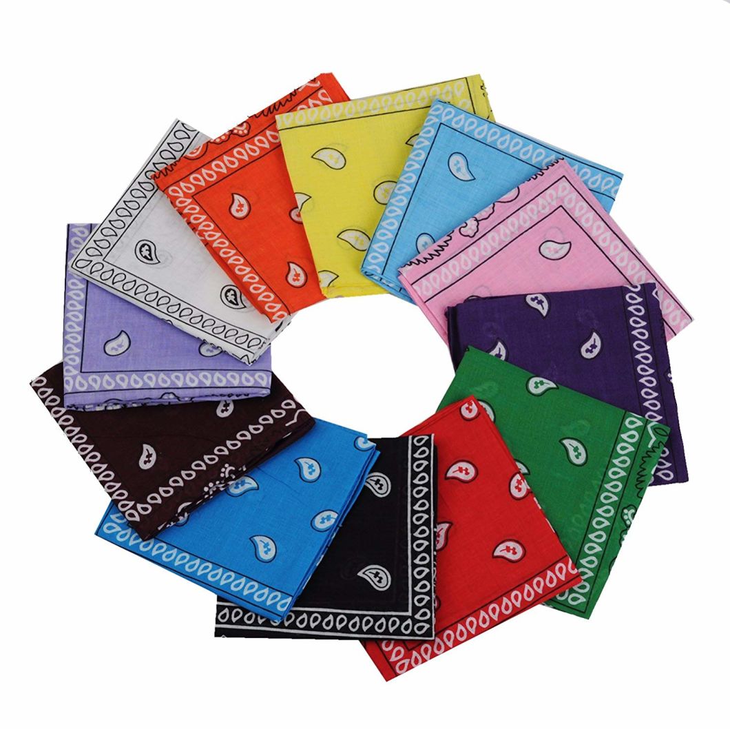 100% Cotton Fashion Accessories Double Sided Print Handkerchief Headwrap Headband Scarf Bandana