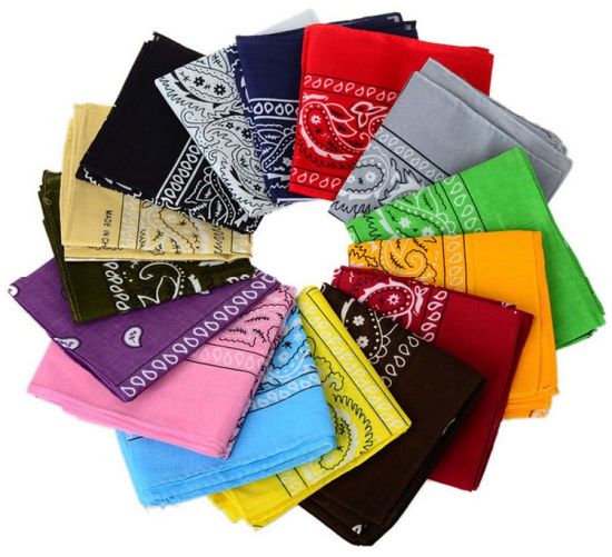 100% Cotton Fashion Accessories Double Sided Print Handkerchief Headwrap Headband Scarf Bandana