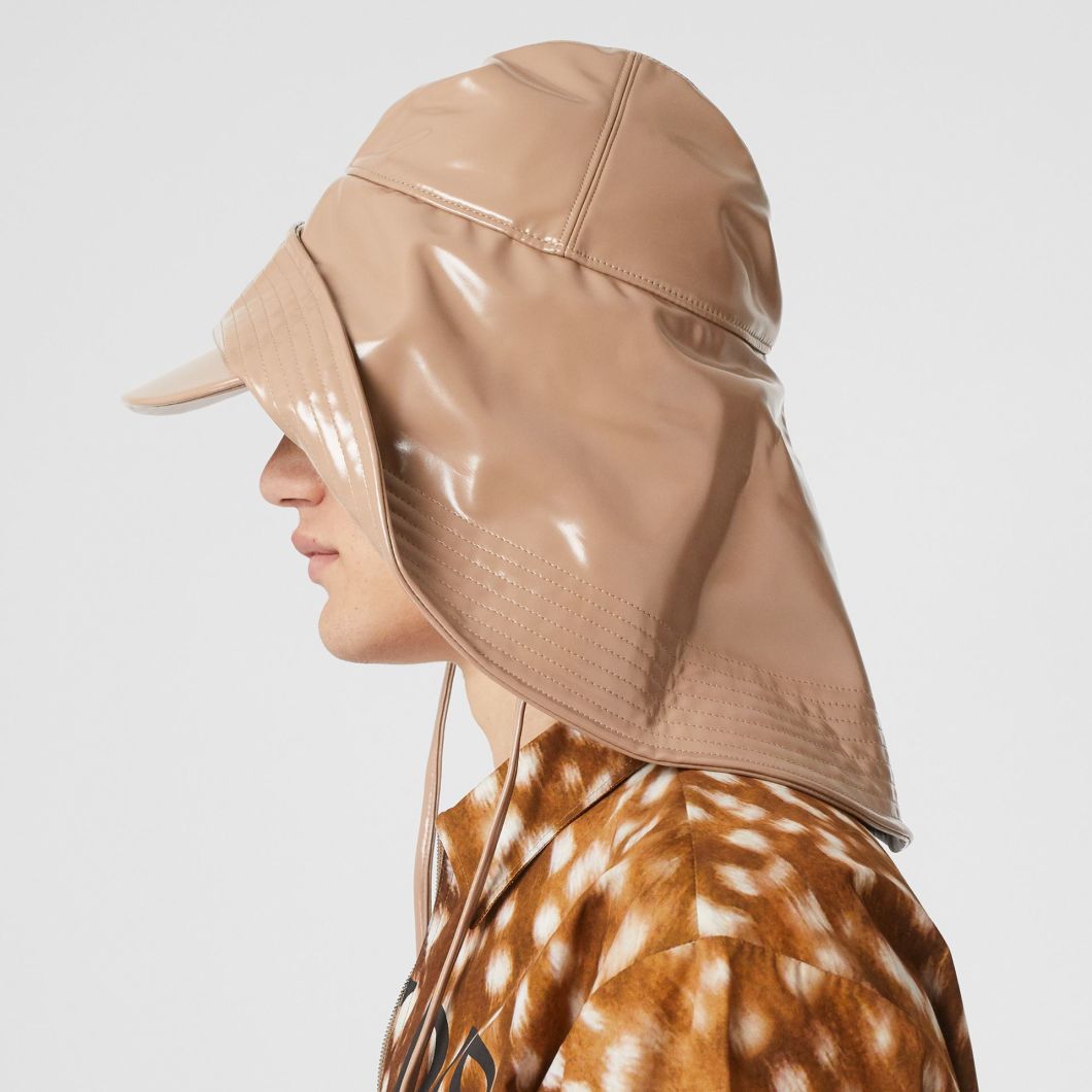 Rain Hat Shaped with a Peak Complete with a High-Shine Finish Water Proof