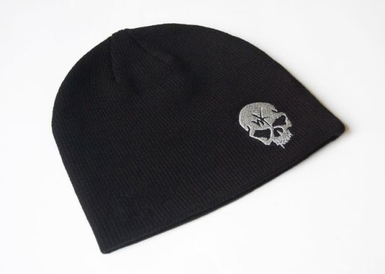 100% Acrylic Custom Warm Winter Beanie Knitted Hat with Skull Embroidered for Man Women