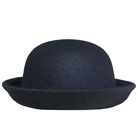 Women Roll-up Brim Fedora Bucket Classic Wool Bowler Round Hat
