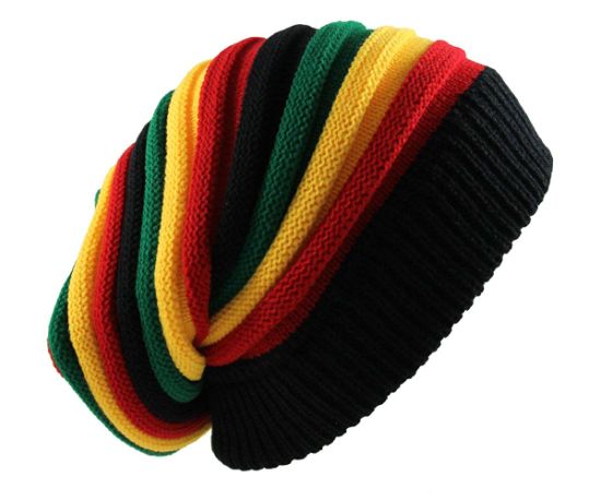 Acrylic Slouchy Reggae Style Stretchable Knitted Slinky Beanie Rasta Hat