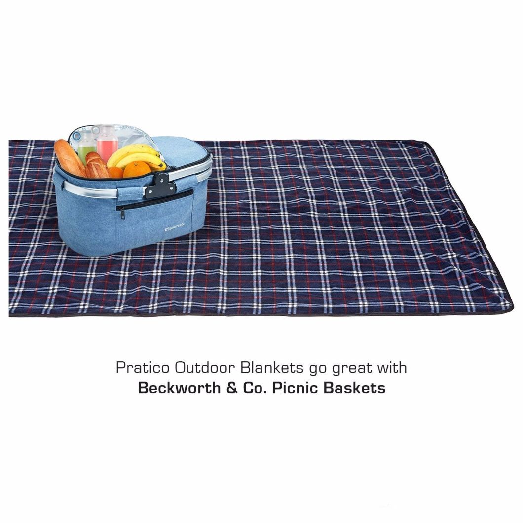 100% Polyester Plaid Portable Extra Large Polar Fleece Picnic Blanket