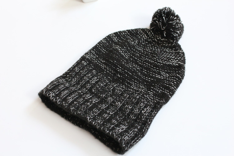 100% Beanie Winter Warm Knit Custom Striped Baggy Beanie Hat