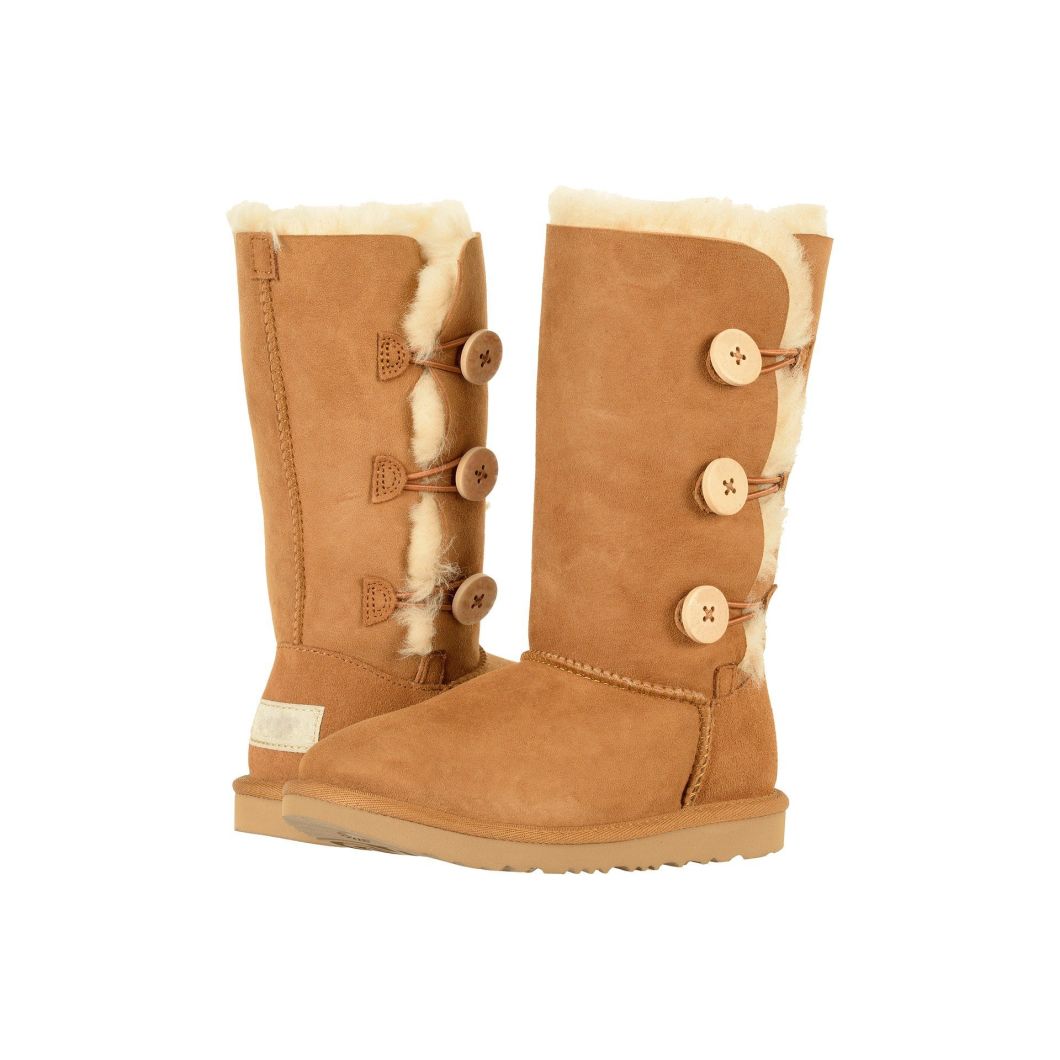 Sedex Audit Three Buttons Warm Sheep Wool Ladies with The Fur of Raccoon Long Boots