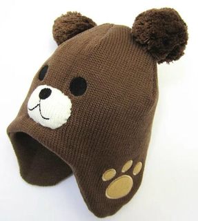 100% Acrylic Knit Funny Cartoon Animal Kids Beanie with Earflap