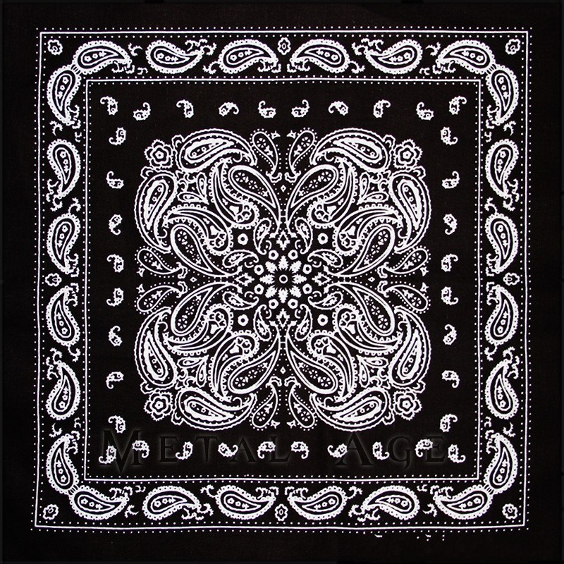 Hot Sales Promotional 100% Cotton 55cm*55cm Black White Paisley Square Printed Bandana
