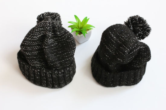 100% Beanie Winter Warm Knit Custom Striped Baggy Beanie Hat