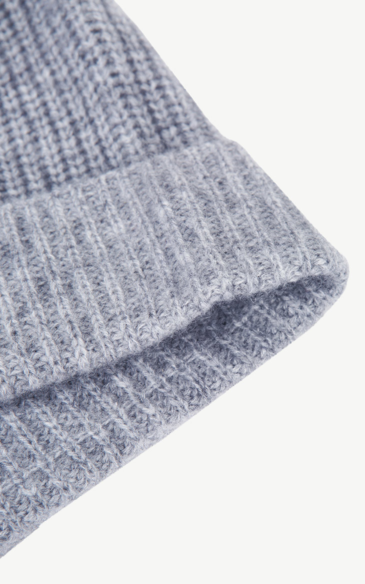 Gray Plain Merino Wool Knit Slouch Custom Beanie Winter Hat