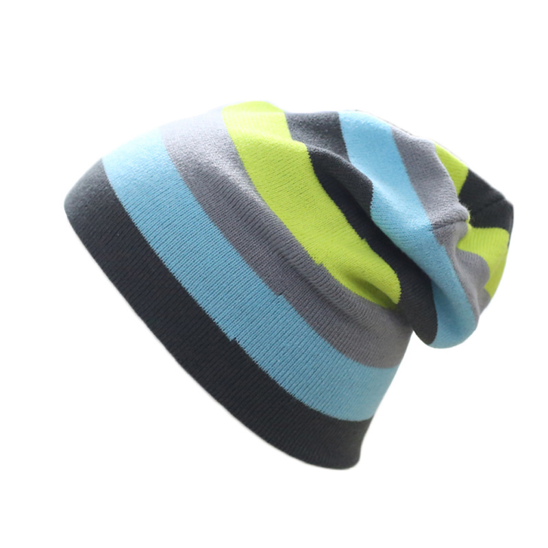 Wholesale Custom Knitted Toques Colorful Striped Winter Beanie Hat Knit
