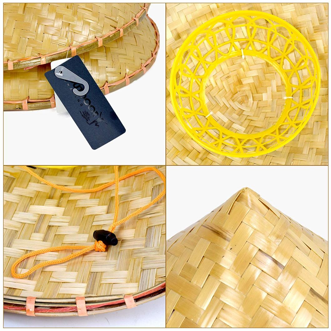 Sedex Audit 100% Bamboo Straw Adjustable Mesh Chinese Bamboo Hat