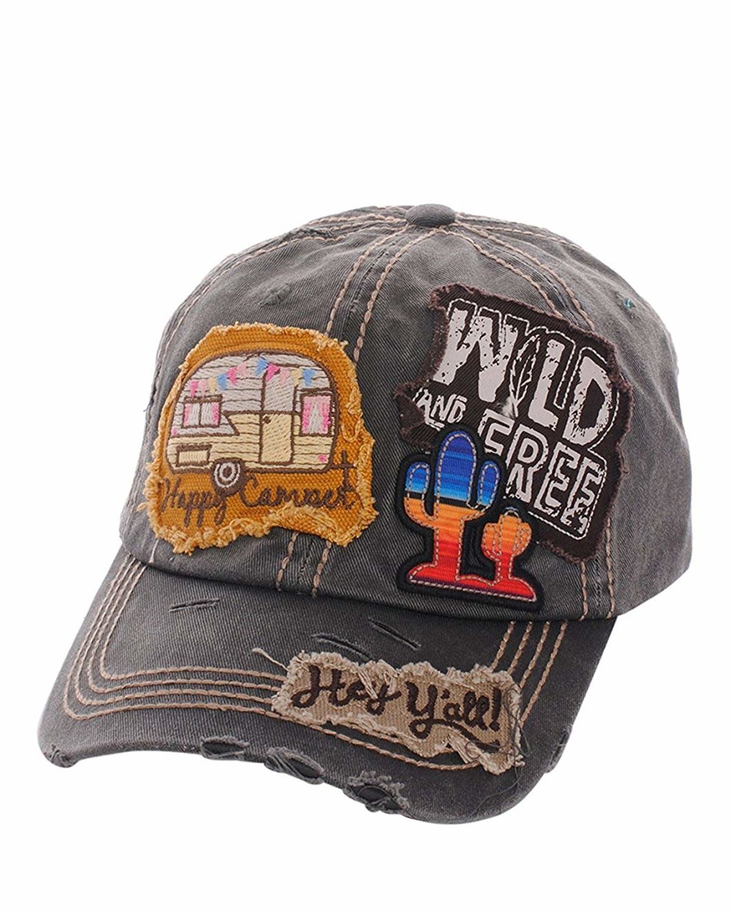 Adjustable Embroidered Logo Washed Vintage Style Private Label Hat