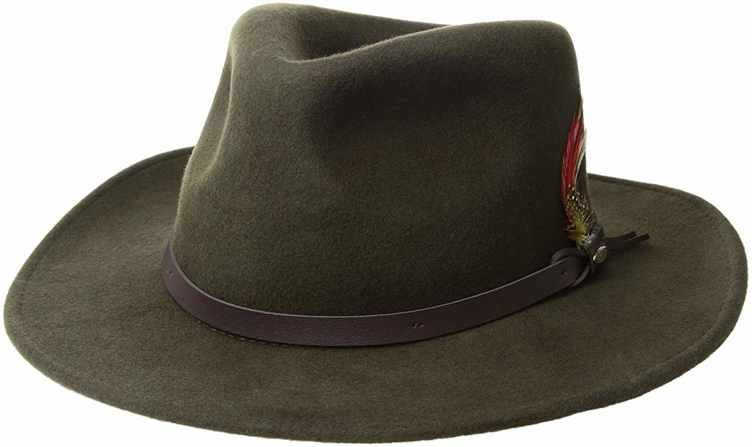 Wholesale Wool Felt Classic Men's Crushable Felt Outback Cowboy Hat Feather