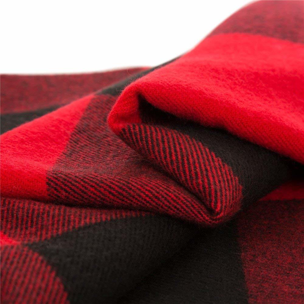 BSCI Audit Winter Warm Classic Red and Black Plaid Acrylic Woven Scarf