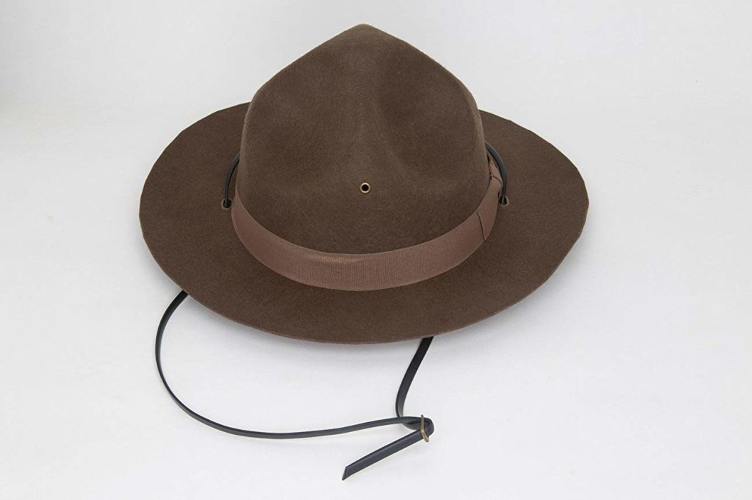Wholesale Wool Felt Wide Brim Campaign Scout Hat with String for Costume