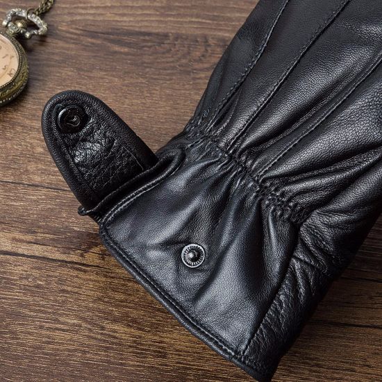 Winter Men′s Genuine Leather Warm Driving Motorcycle Gloves Leather