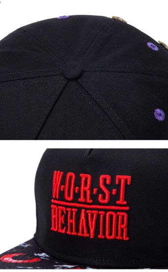 6-Panel Wholesale Cotton Black Embroidery Custom Sports Flat Peaked Baseball Snapback Cap