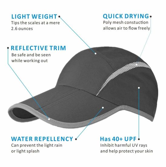 Mesh Running Reflective Brim Edge Folding Hat with Water Repellency