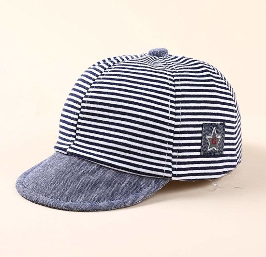 Wholesale Breathable Cotton Striped Sun Protection Bow Hat Custom Baby Baseball Cap
