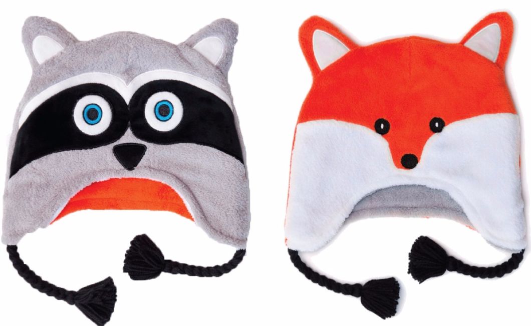 Soft Velvet Fleece Animal Raccoon Fox Beanie Baby Hat Winter