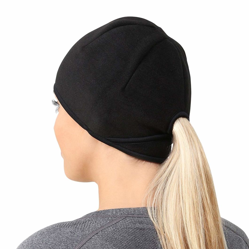 Fleece Blank Winter Beanie Ponytail Hat with 100% Polyester