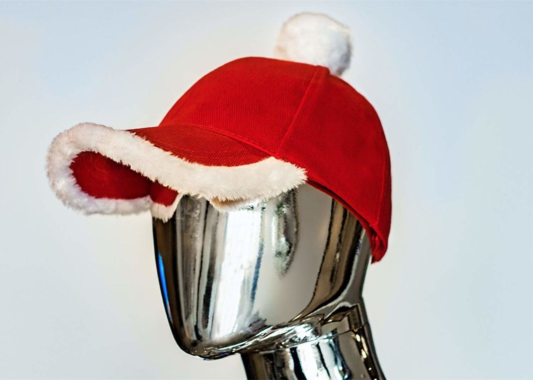 100% Cotton Baseball Type Christmas Santa Cap with Adjustable Velcro Strap