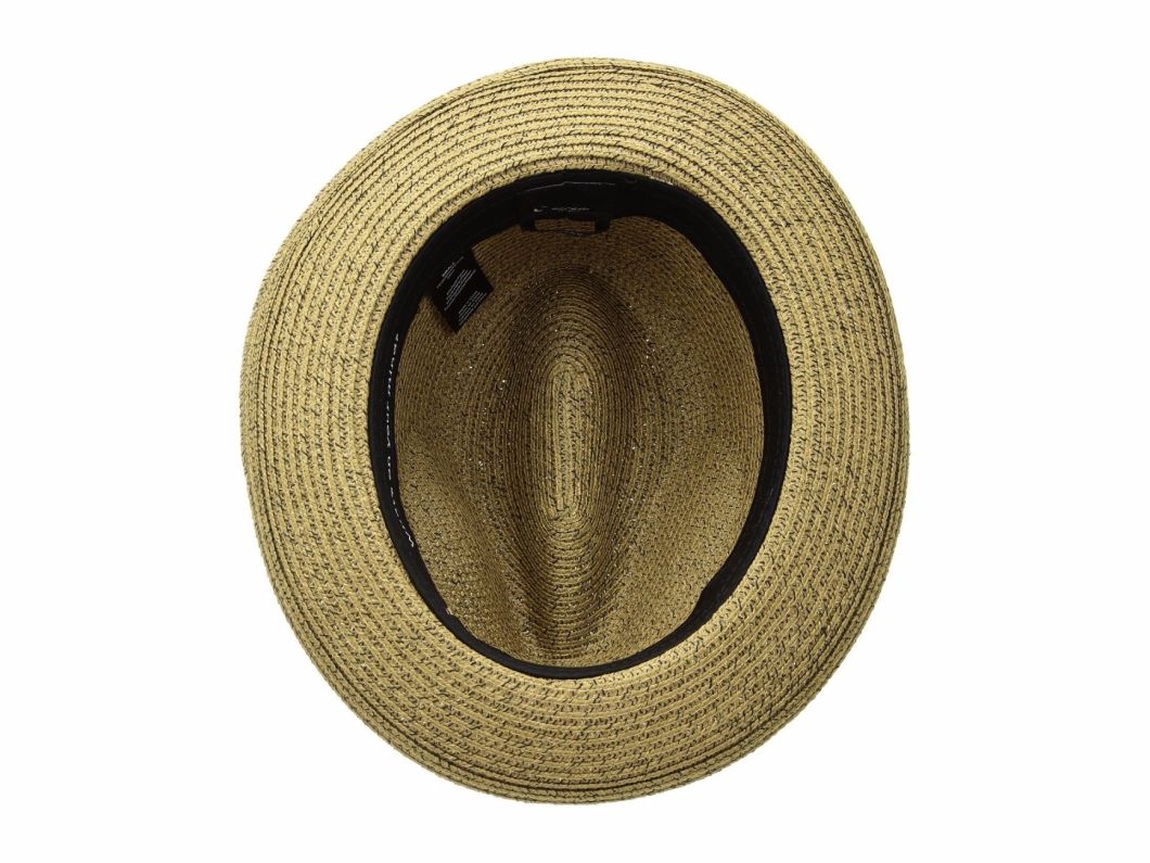 Dent Crown Straw Cowboy Hat with Ribbon Striped Pattern Hatband