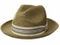 Dent Crown Straw Cowboy Hat with Ribbon Striped Pattern Hatband