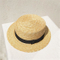 Lady Summer Panama Flat Top Straw Boater Hat with Ribbon