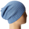 Warm Blue Blank Slouchy Ribbed Knitted Unisex Winter Hat Beanie