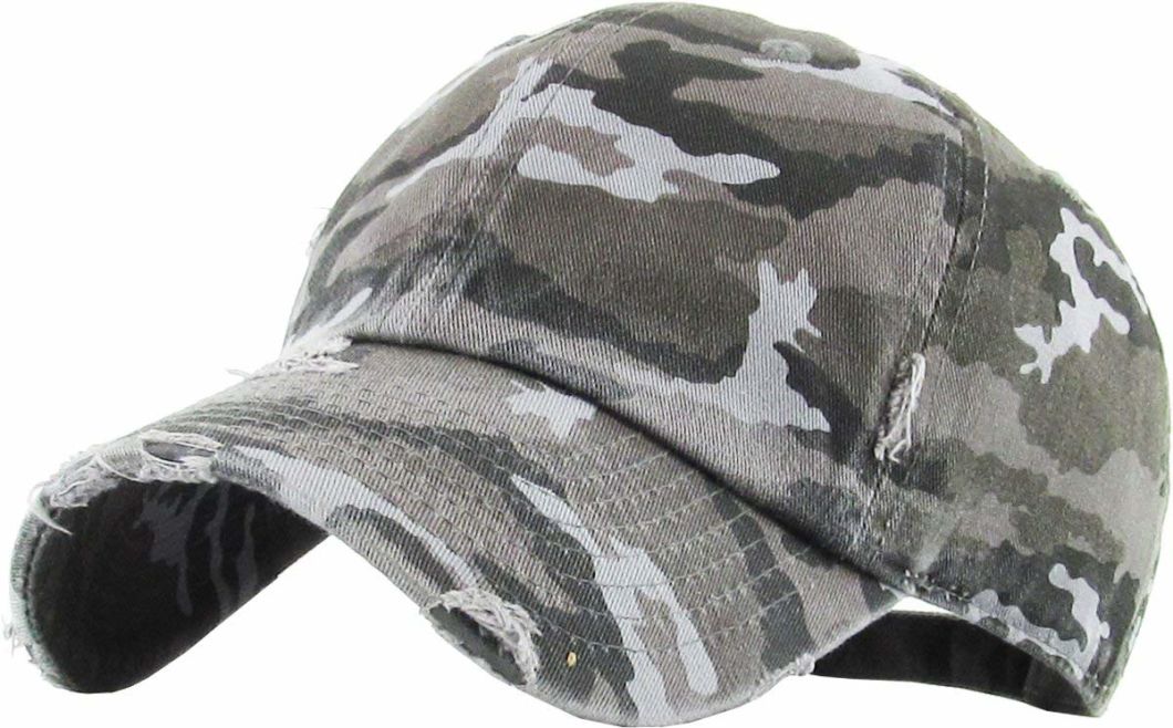 BSCI Audit Adjustable Vintage Washed Distressed Cotton Camo Trucker Cap