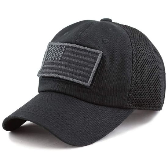 Custom 100% Cotton Unisex Flag Patches Tactical Hat with Mesh