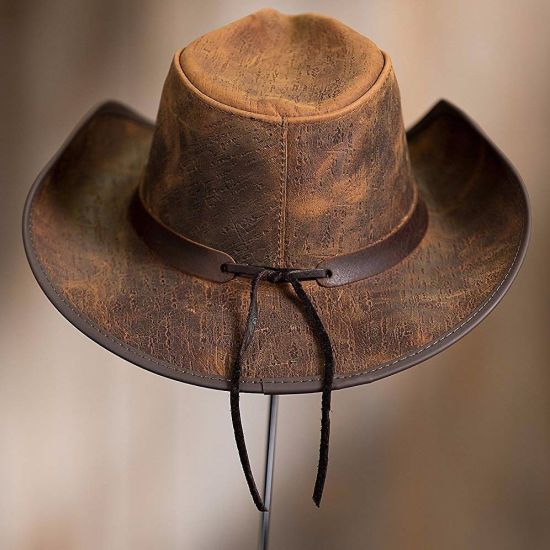 Buffalo Conchos Hatband Handcrafted Pinch Crown Leather Cowboy Hat