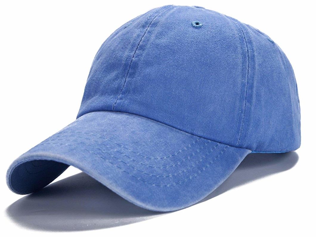 Wholesale Adjustable Plain Cotton Adjustable Washed Twill Baseball Blue Cap