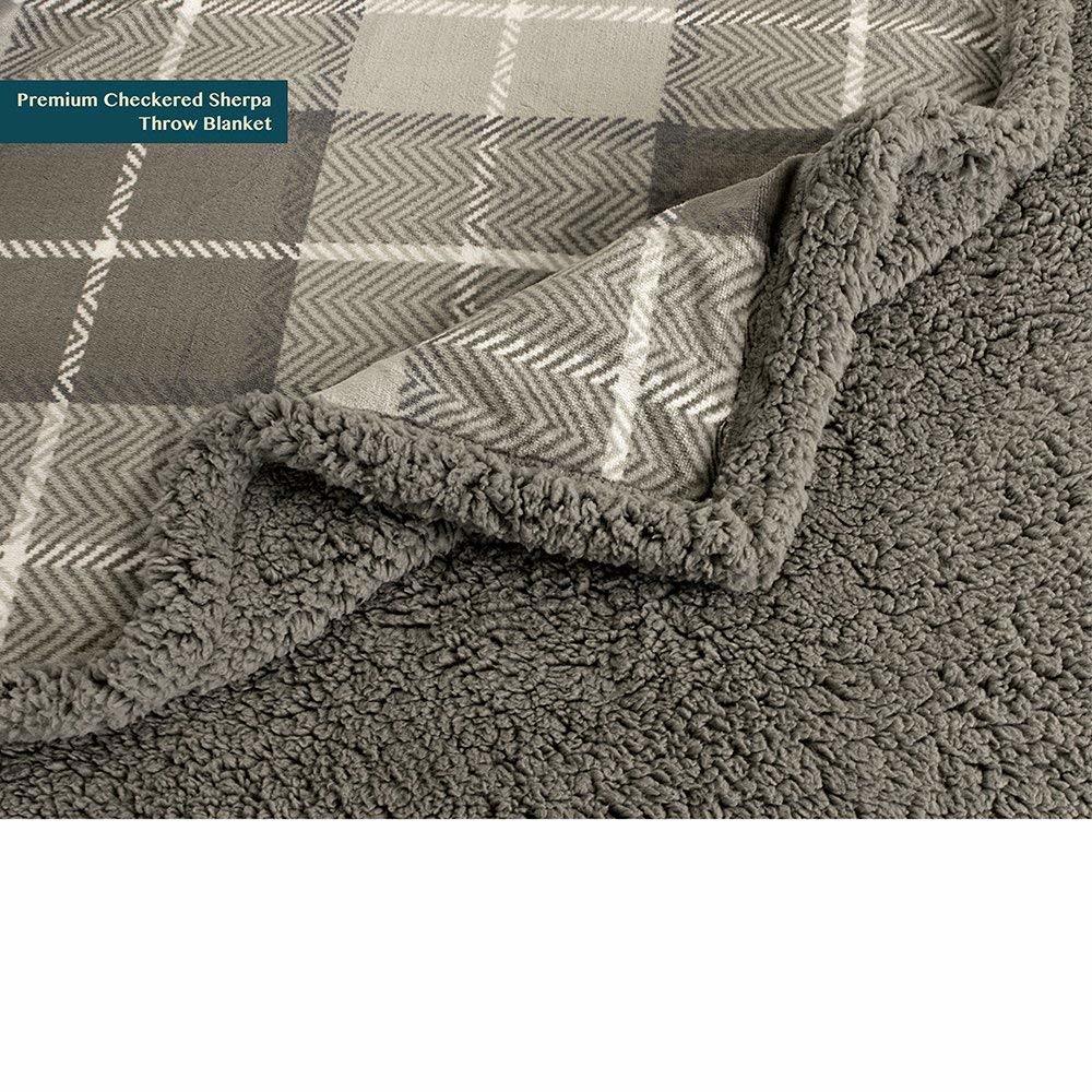 100% Polyester Super Soft Cozy Reversible Sherpa Throw Plaid Fleece Blanket