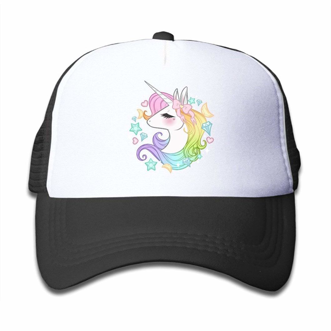 Custom Adjustable Baseball Mesh Trucker Unicorns Printed Girl Cap with Cotton Nylon
