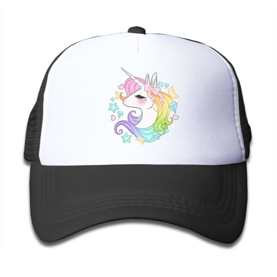 Custom Adjustable Baseball Mesh Trucker Unicorns Printed Girl Cap with Cotton Nylon