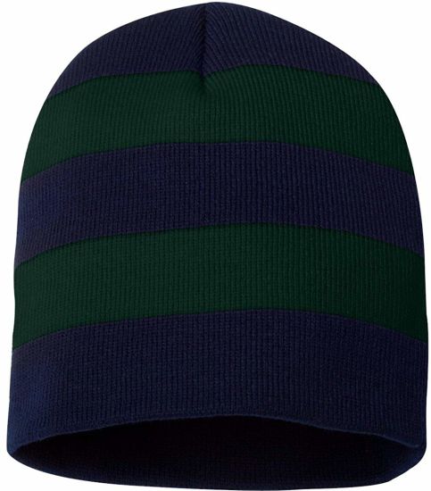 Custom Winter 100% Acrylic Rugby Football Fan Striped Beanie Hat