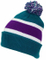 Acrylic Rugby Knit Striped Cuff Slouch Double-Layer Beanie Hat with POM POM