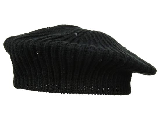 Acrylic Knitted Beret Hat with Crystal Detailing for Ladies Women