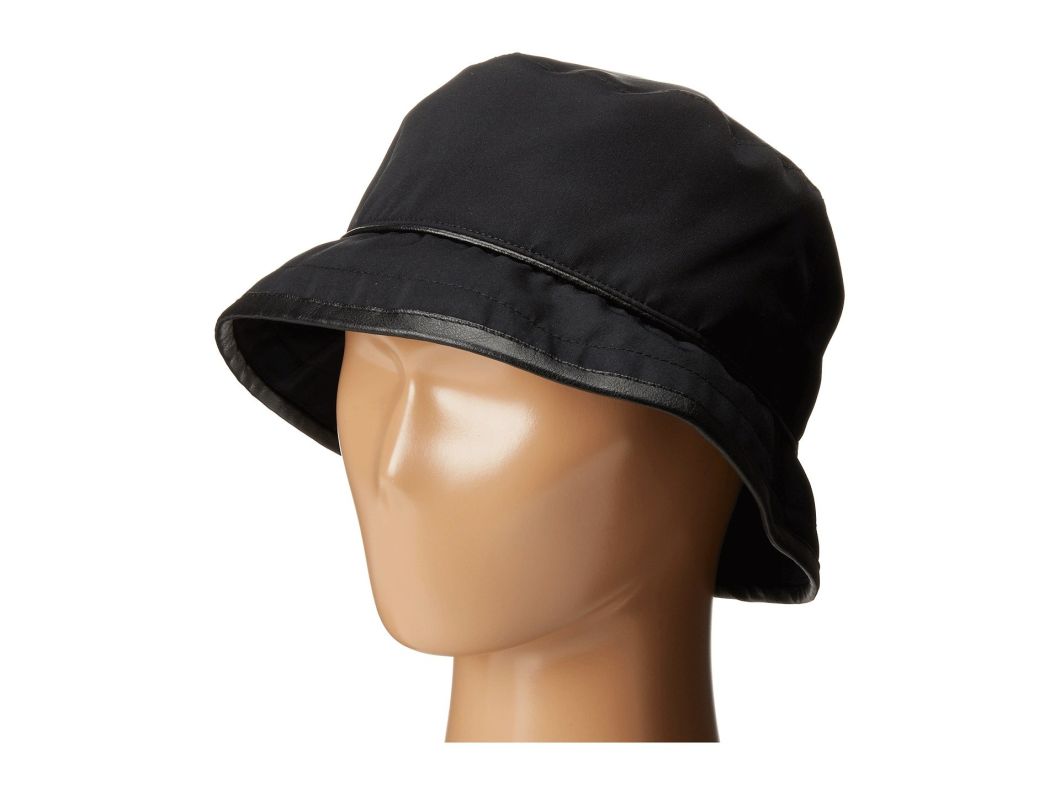Sedex Audit Polyester Waterproof Bucket Black Hat with Leather Trim