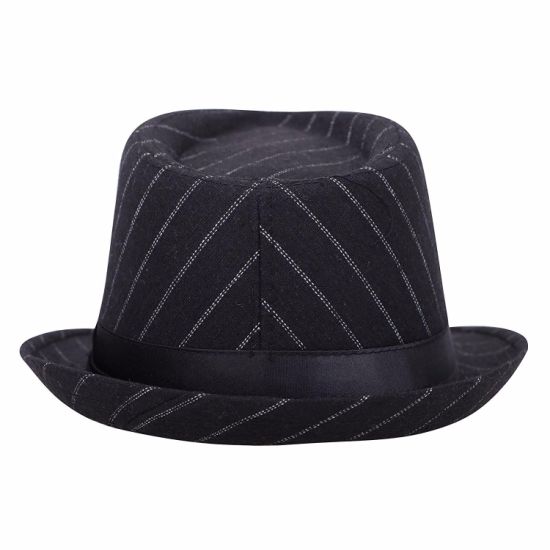 Cotton Gangster Fedora Striped Curved Short Brim Michael Jackson Hat
