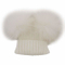 Toddler Beanie Knitted Fur Raccoon Hat with Double Big Ball Pompom for Baby Children