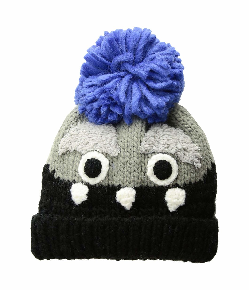 Acrylic Winter Warm Knitted Folded Cuff POM Kids Beanie Hat