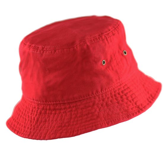 100% Cotton Blank Packable Bucket Red Hat with Ventilation Eyelets