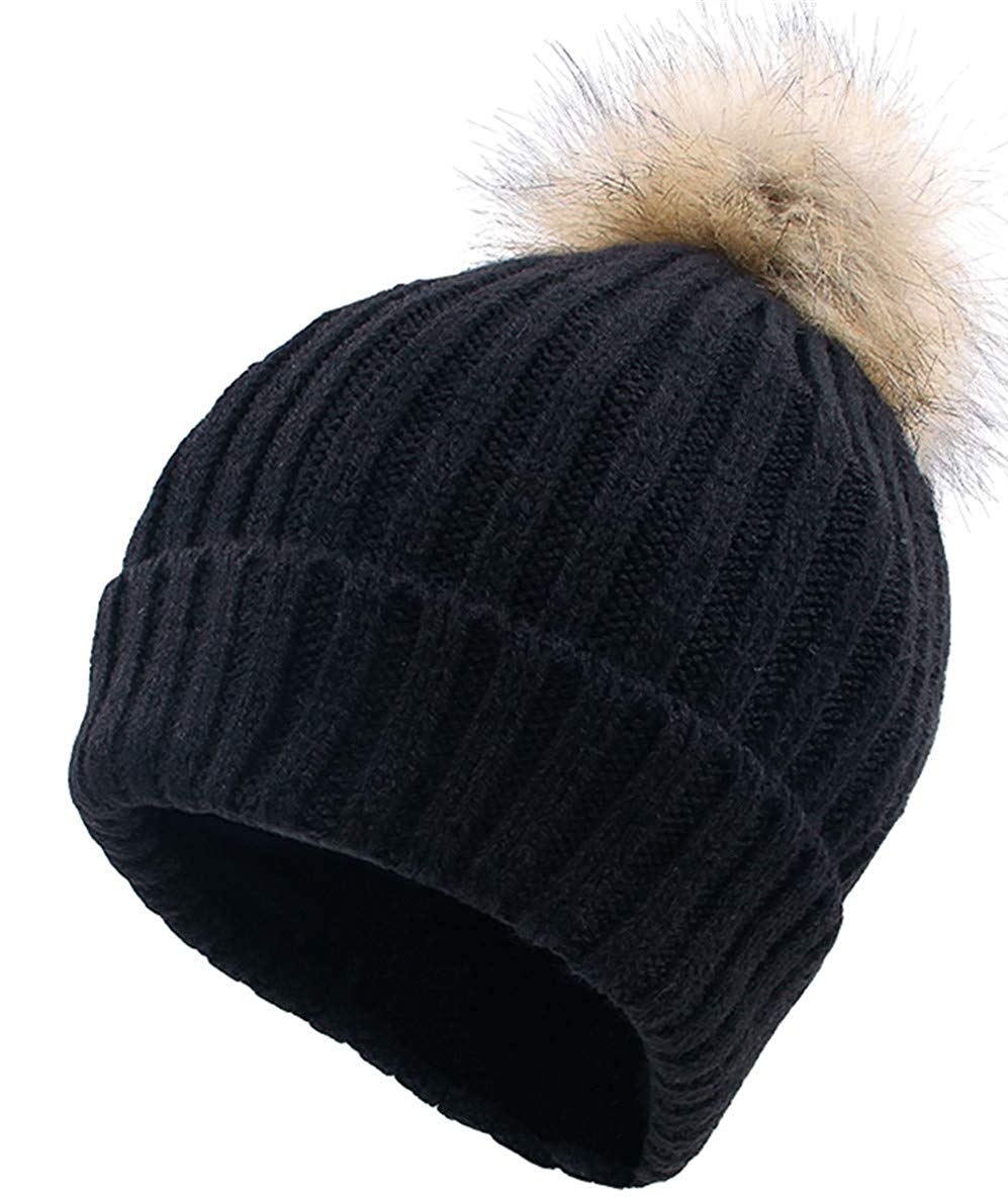Acrylic Unisex Winter Warm Chunky Slouchy Beanie Knit Hat Woman Sex with POM POM