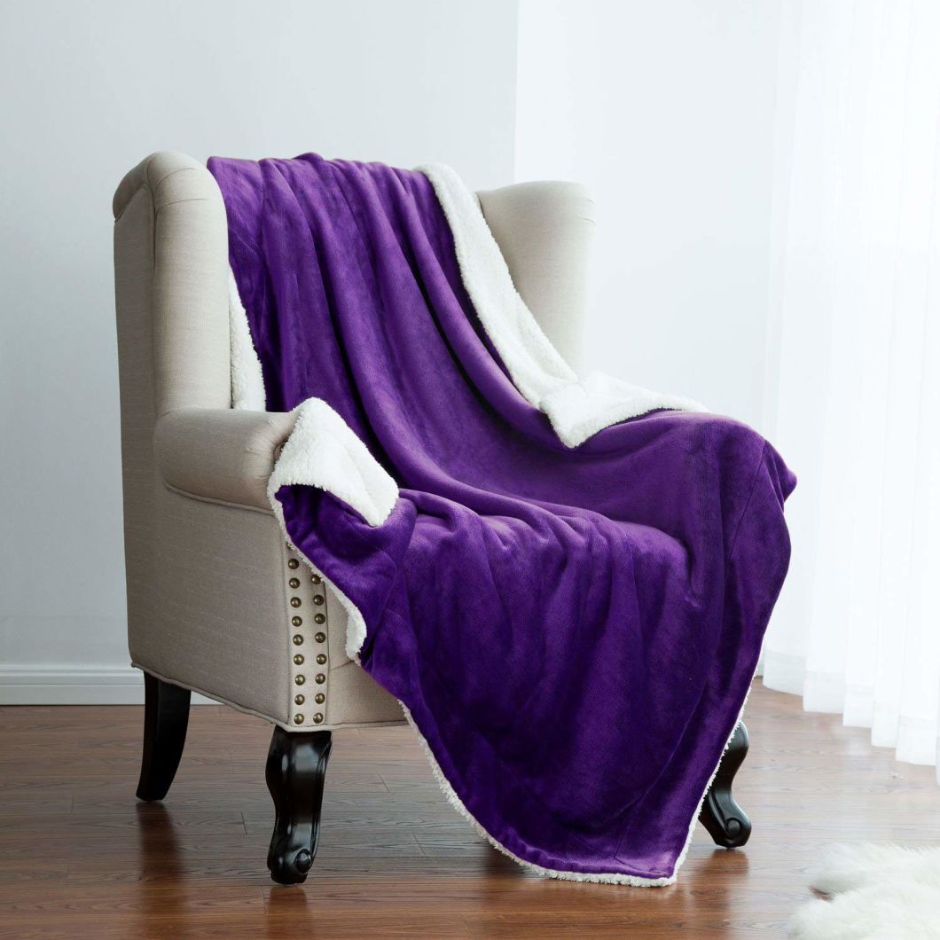 Microfiber Fuzzy Soft Sherpa Fleece Blanket Purple Plush Throw Blanket